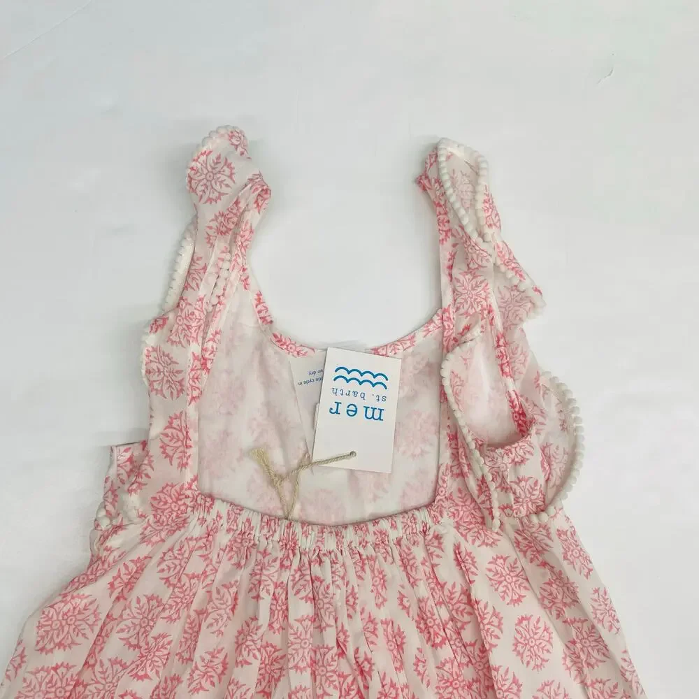 NWT Mer St. Barth Size 2 Daphne Flutter Sleeve Dress in Pink Star